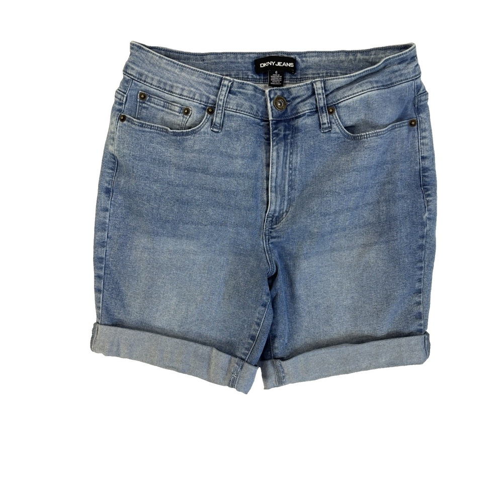 DKNY Women's 6 Mid Rise Denim Shorts Classic Everyday Essential Summer Basic
